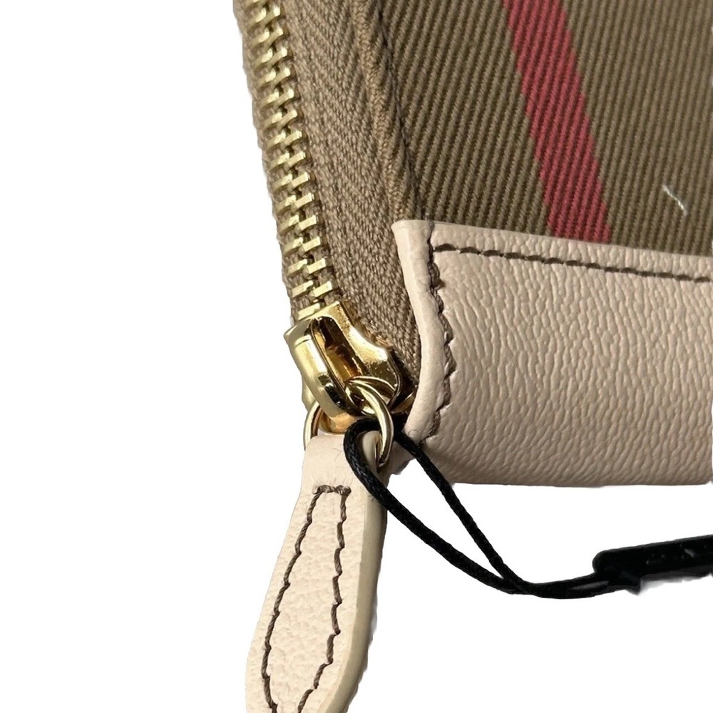 Burberry Brand New Zip Around Check Pale Cameo Wallet 80845271 Retail $480 - Picture 4 of 8